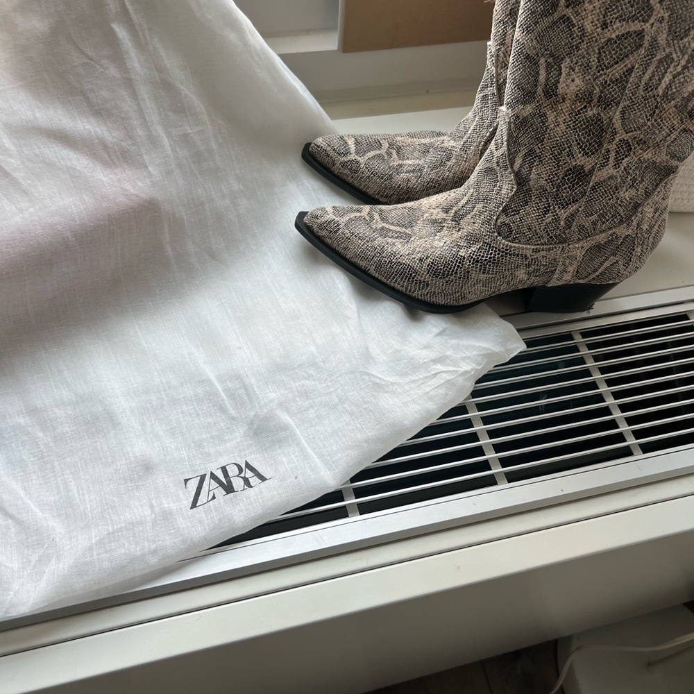 Zara Snakeskin Cowboy Boots
